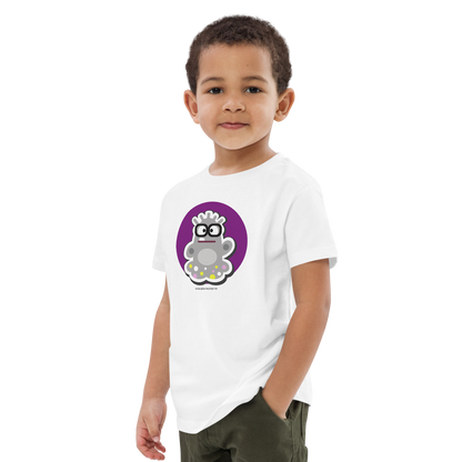 T-shirt enfant bio « Le Fantôme » – Illustration kawaii – Coton biologique – Noir, bleu marine & blanc – Graphicshop