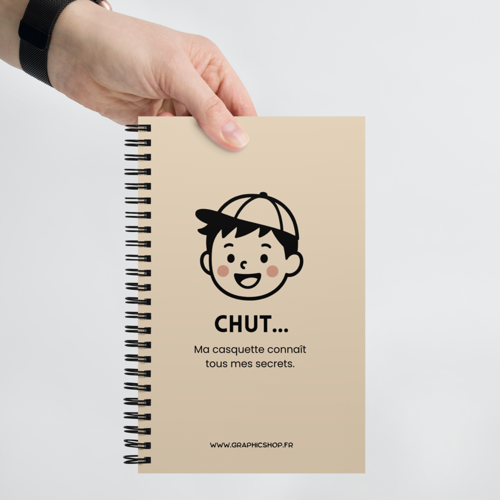 Carnet à spirale "CHUT… Ma casquette connaît tous mes secrets"