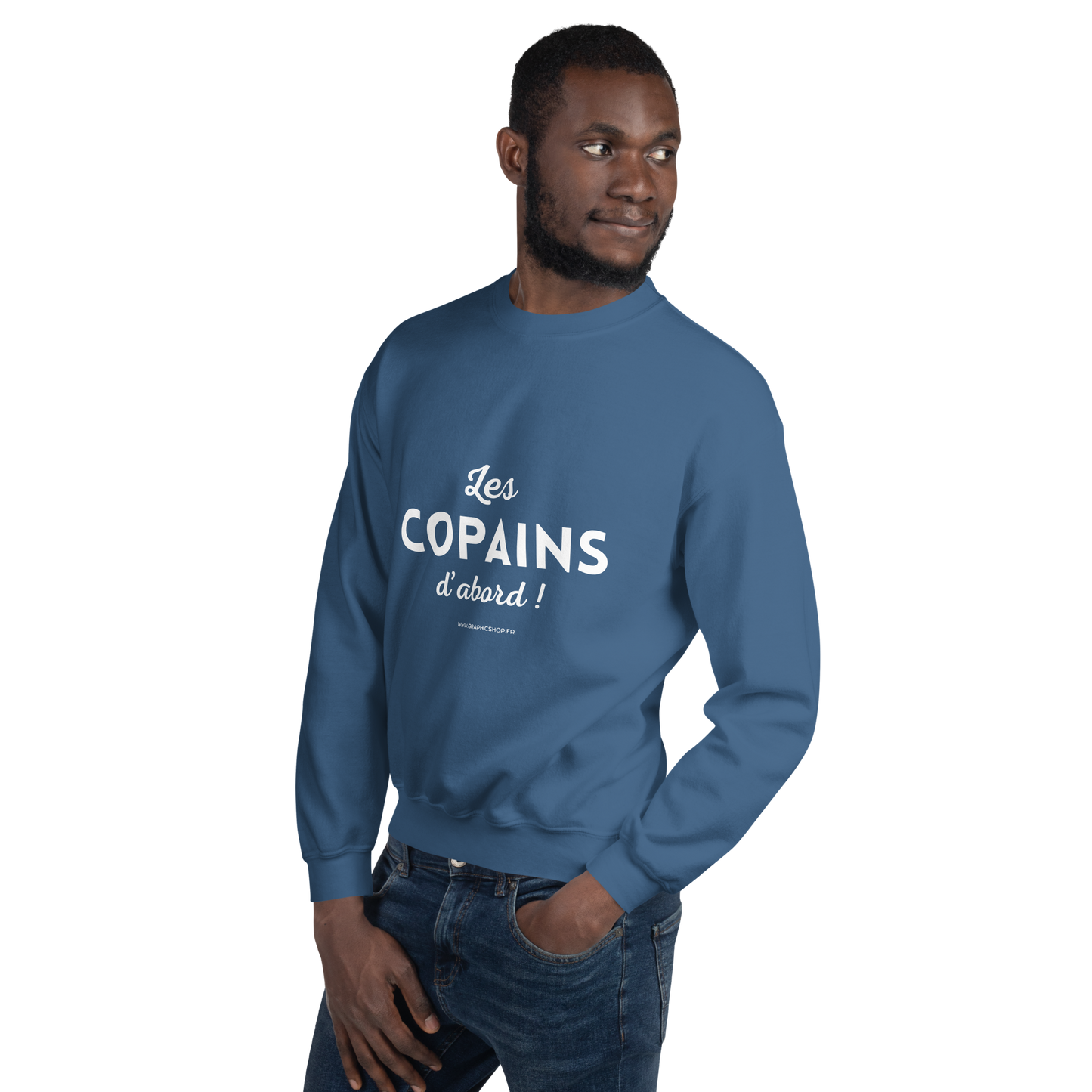 Sweat “Les Copains d’abord !” - Couleur indigo