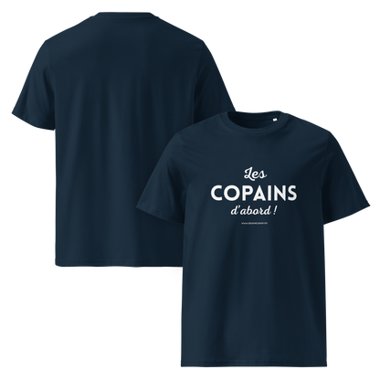 T-shirt Bio « Les Copains d’abord ! » – Unisexe – Bleu Marine