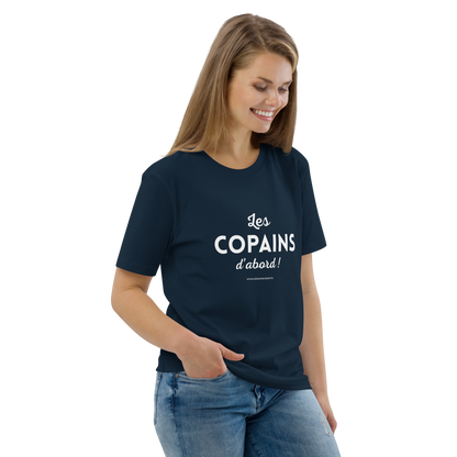 T-shirt Bio « Les Copains d’abord ! » – Unisexe – Bleu Marine