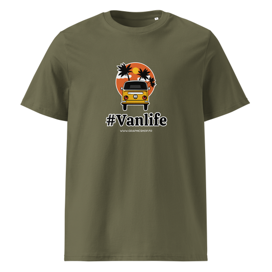 T-shirt Bio « #Vanlife » – Unisexe – Kaki Aventure