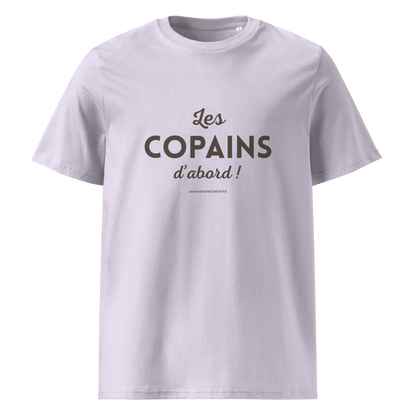 T-shirt Bio « Les Copains d’abord ! » – Unisexe – Lavande Douce