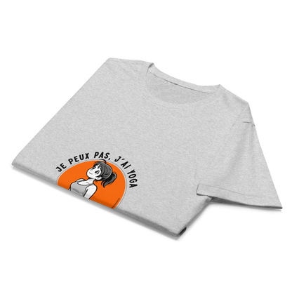 T-shirt Femme Yoga « Je peux pas, j’ai yoga » - Gris / orange