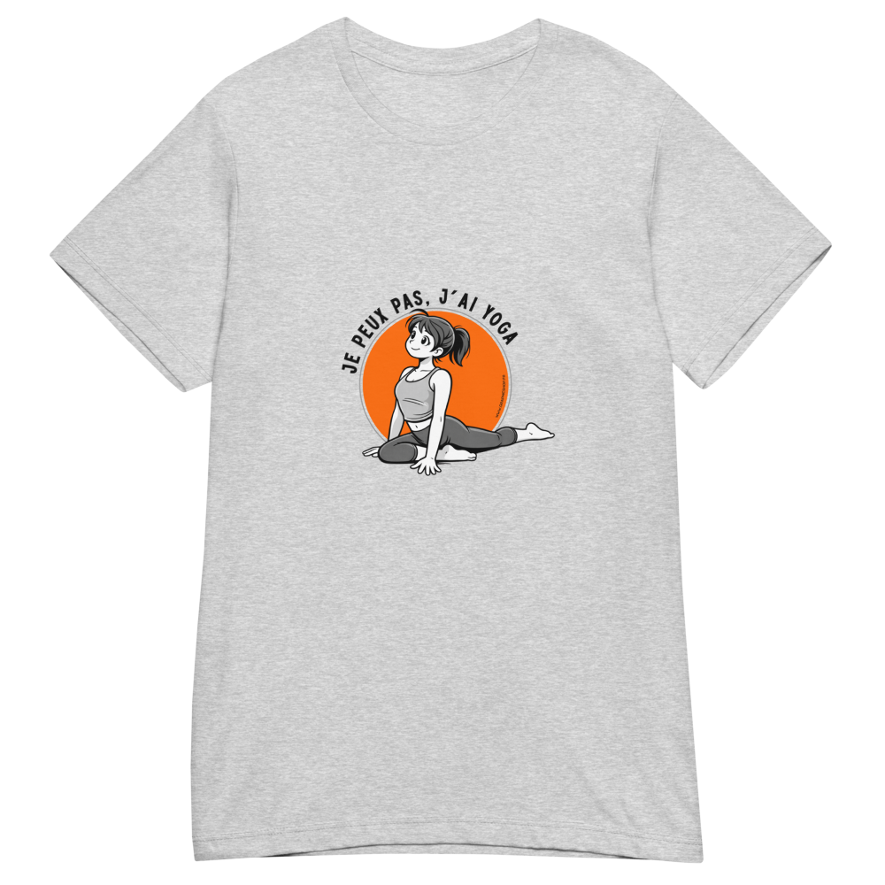 T-shirt Femme Yoga « Je peux pas, j’ai yoga » - Gris / orange