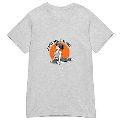 T-shirt Femme Yoga « Je peux pas, j’ai yoga » - Gris / orange